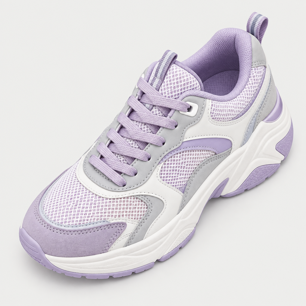 Lavender chunky sneaker elevated top view