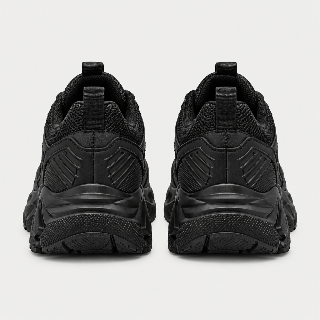 Black Kado Onyx chunky sneakers, rear heel view