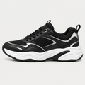 Black and white chunky trainer, outer side view
