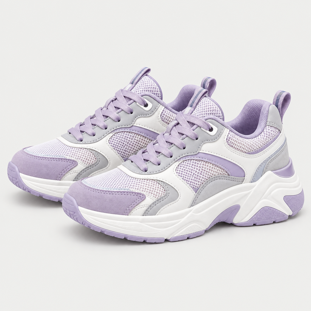 Lavender chunky sneakers pair main view