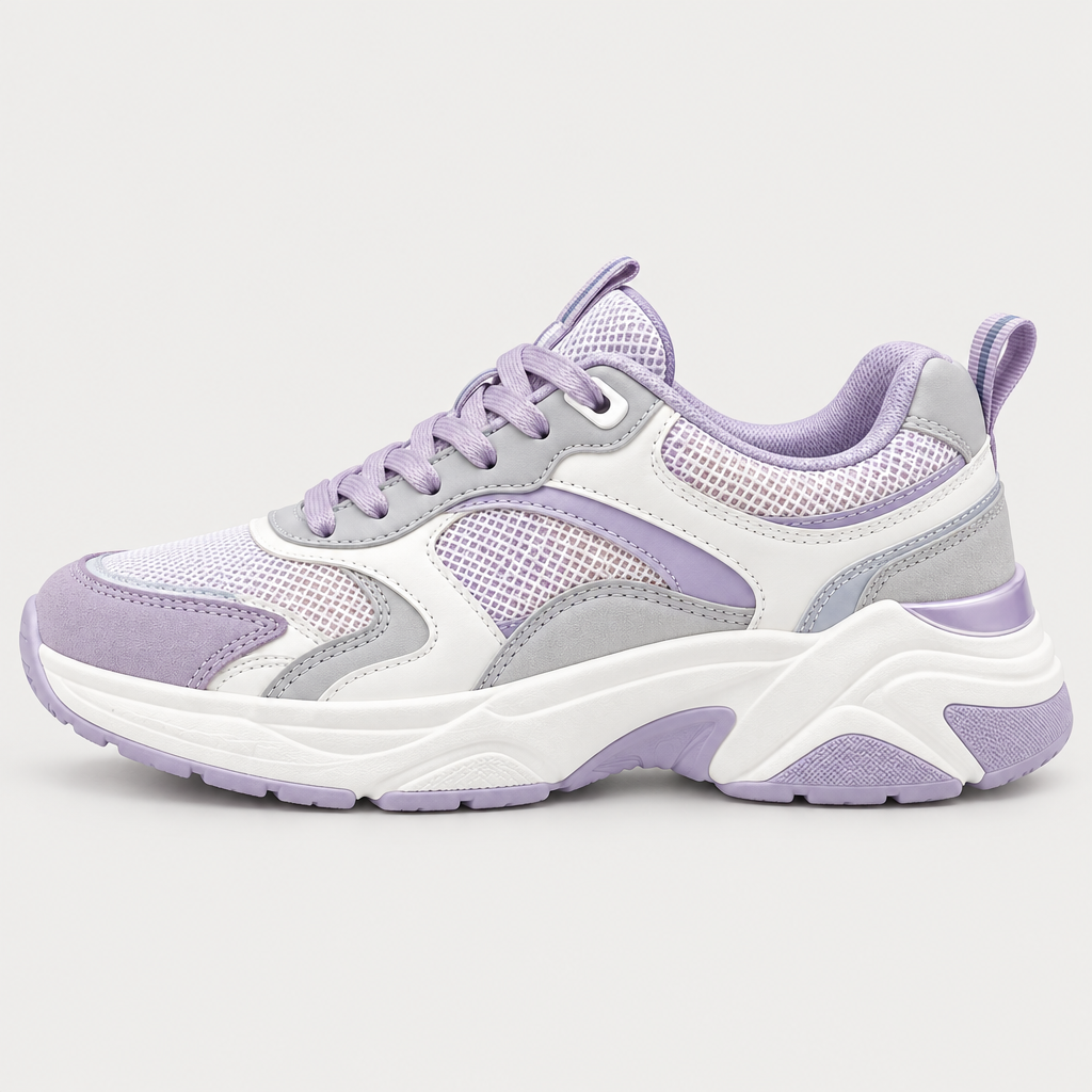 Lavender chunky sneaker outer side view